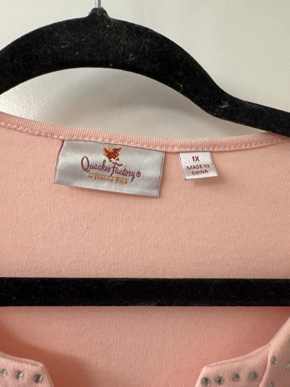 Quacker Factory Light Pink Embellished Scoop Neck Top - Picture 3 of 5
